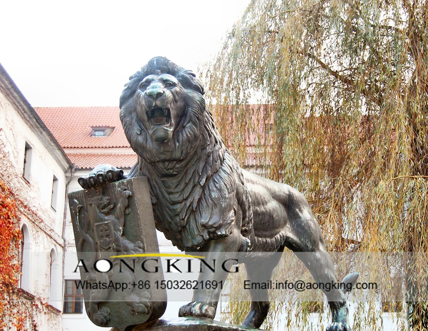 Lion Statue with Coat of Arms
