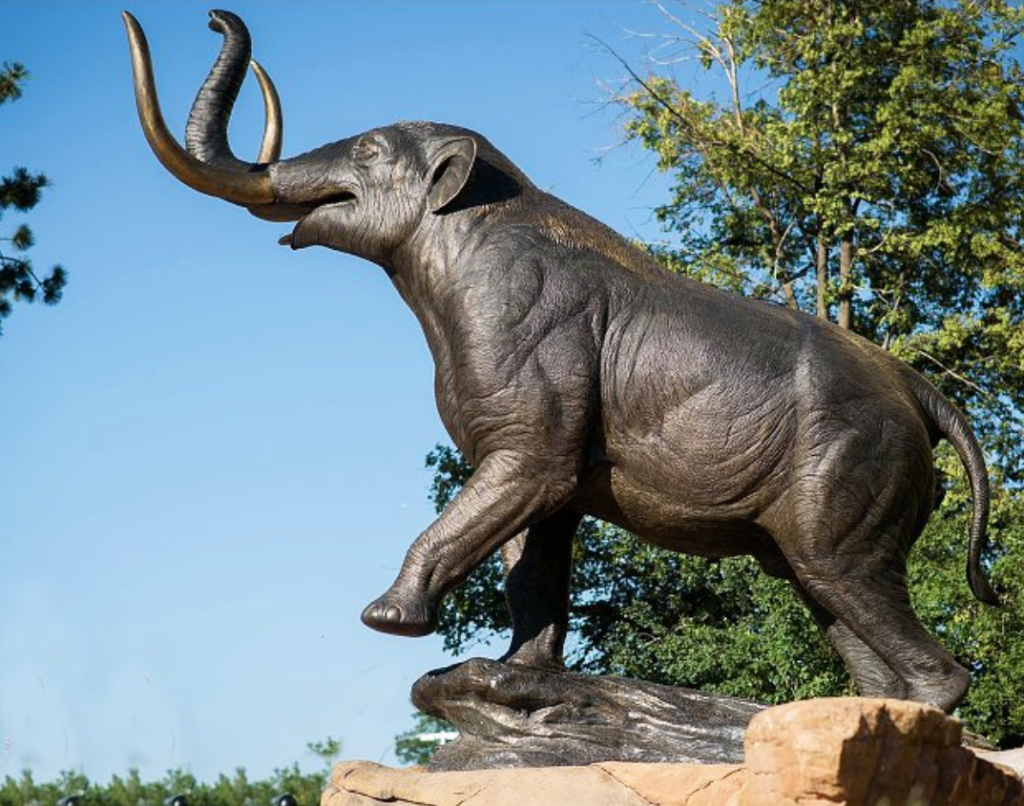 An Extinct Happy Jumping Elephant Statue of Mastodon Animal