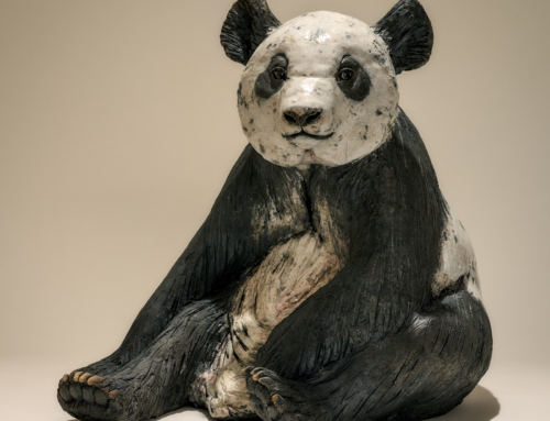 Lovely Hand Sculpted Bronze Life Size Exotic Animal Panda Statue