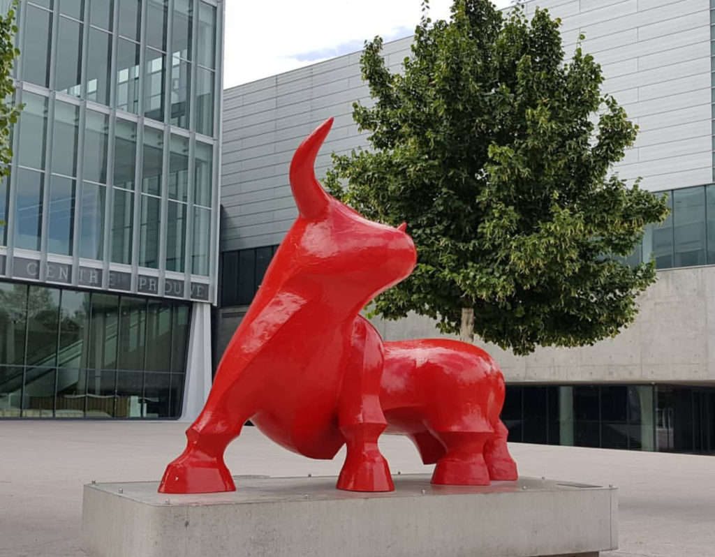 Public Art Animal Red Bull Large Bronze Sculpture