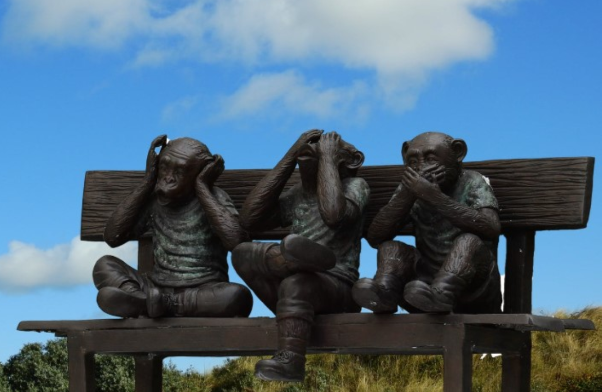 bronze 3 wise monkey garden statues
