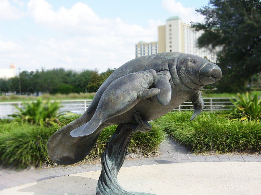 Park Ornament seal animal Bronze Statue