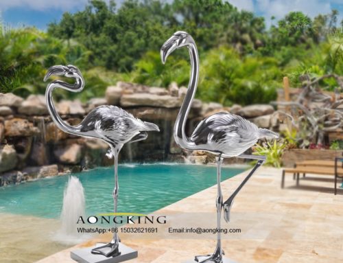 Outdoor Fashionable Ornament Flamingo Bird Steel Sculpture