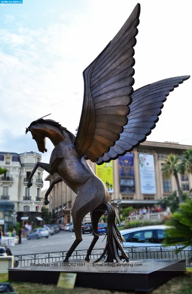 Flying bronze pegasus statue