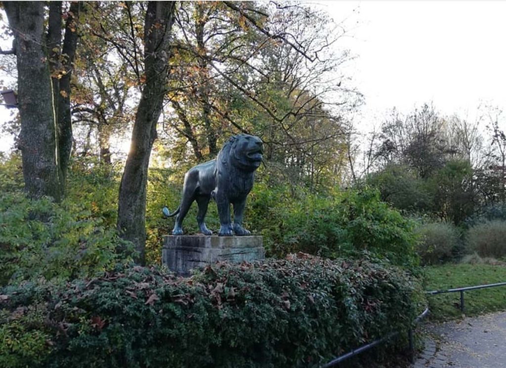 Art shop good sale contemporary style bronze lion sculpture for garden