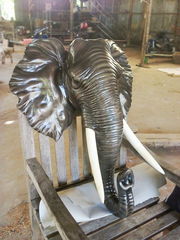 Large elephant head statue
