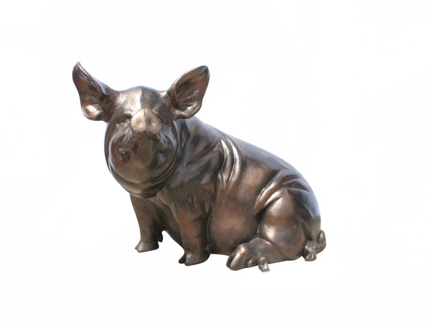 Large metal pig sculpture