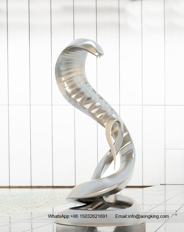 Modern stainless steel showroom statue snake