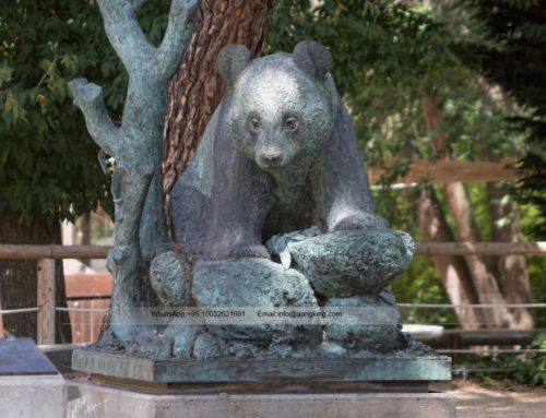 Life size cute bronze Panda bear garden statues hot sale