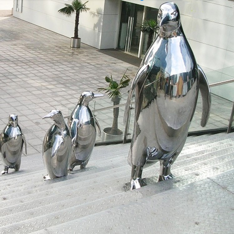 Penguin statue steel garden ornament