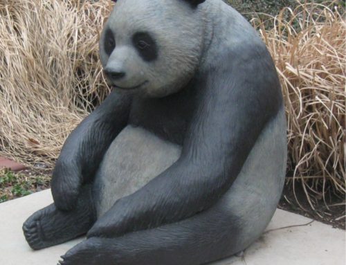 Garden cute bronze Statue of rare animals of panda