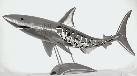 Home Stainless Steel Ornament basking shark With Base Sculpture