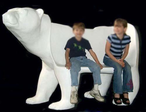 Resin Creative Bear Bench Sculpture for Kids Furniture