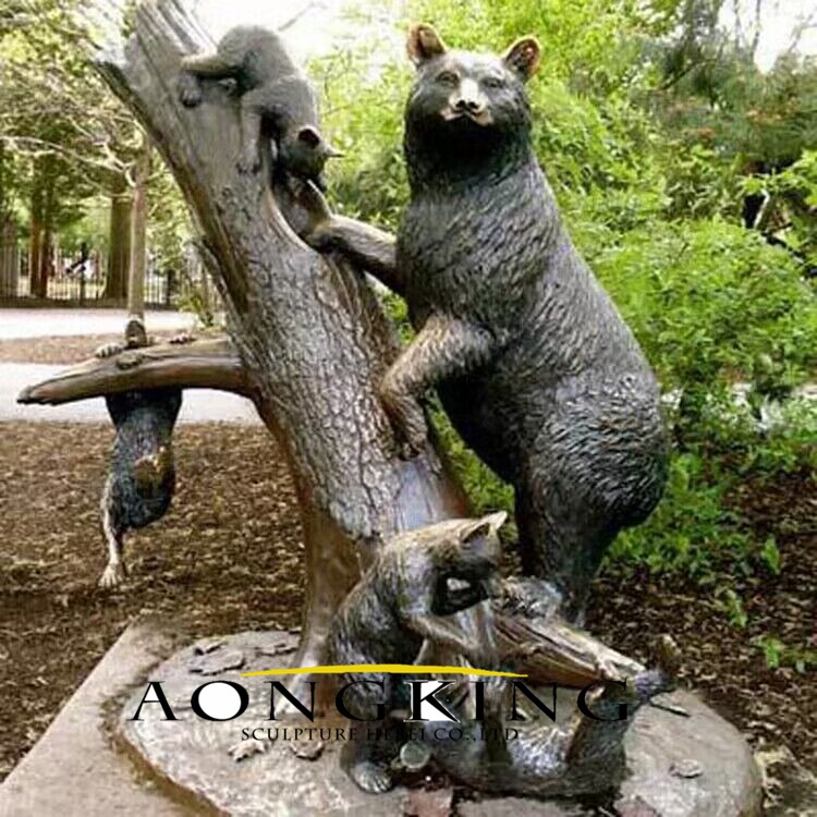 bronze bear group sculpture for outdoor 2