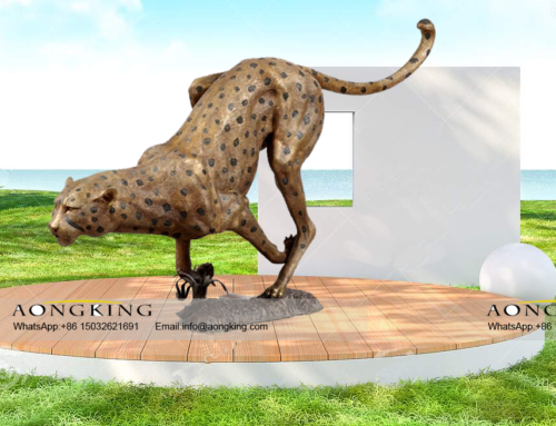 Outdoor Decoration Running Dynamic Elegant Detailed High-Quality Bronze Cheetah Statue for Sale