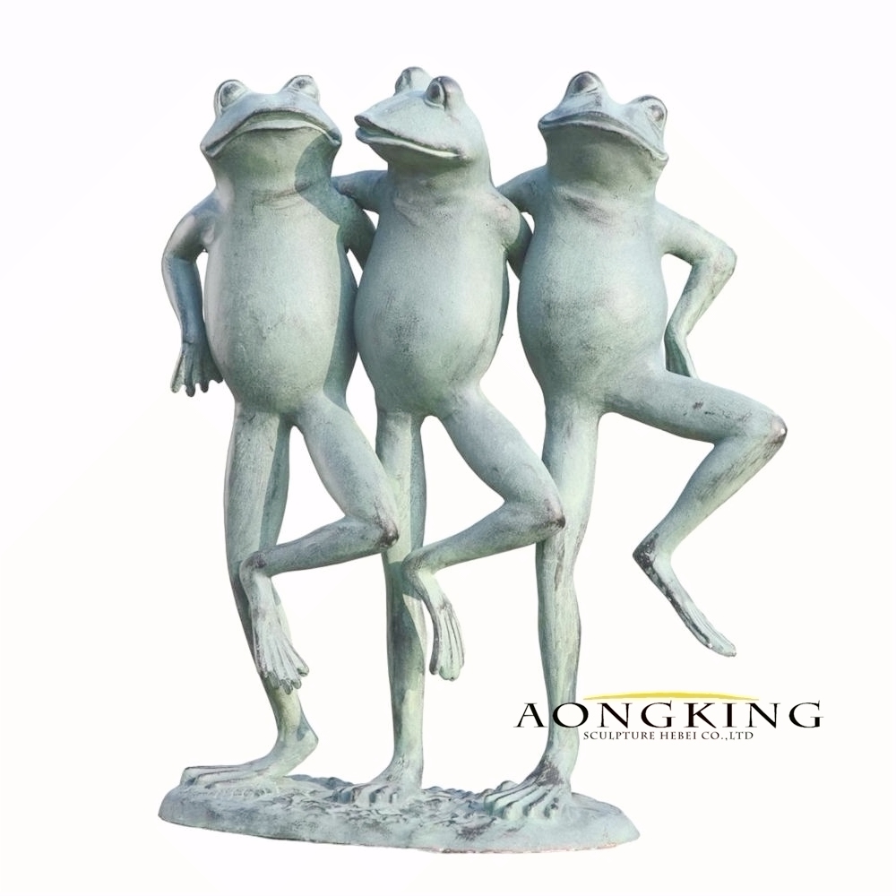 bronze dancing frogs sculpture