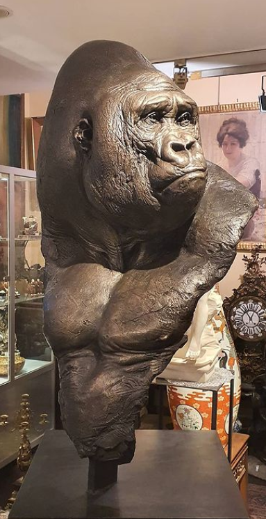bronze gorilla head