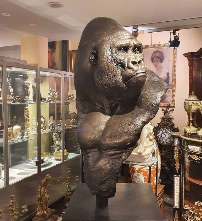bronze gorilla head