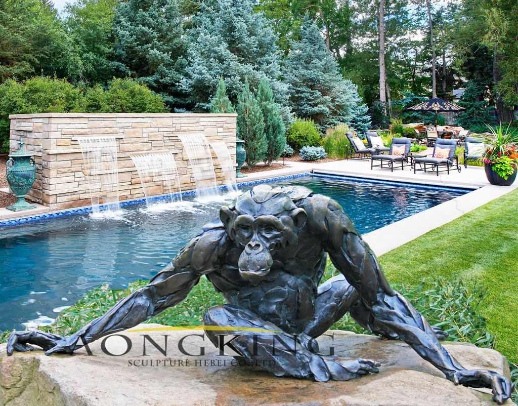 Bronze Chimpanzee Garden Ornament Sculpture