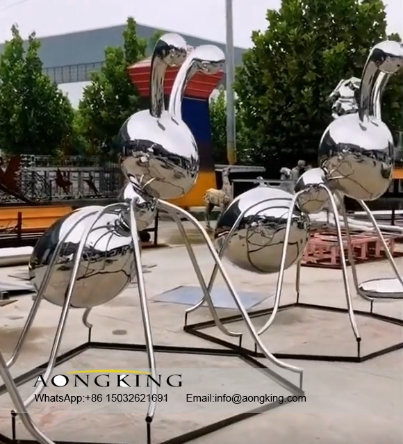 Large Outdoor Metal Animals Funny Stainless Steel Ant Sculpture