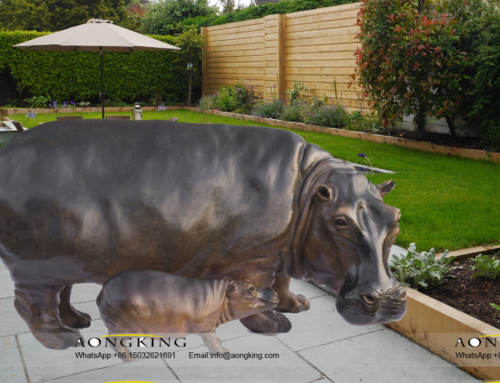 Popular Garden Decoration Sweet Lovely Standing Bronze Large Hippo Sculptures for Outdoor