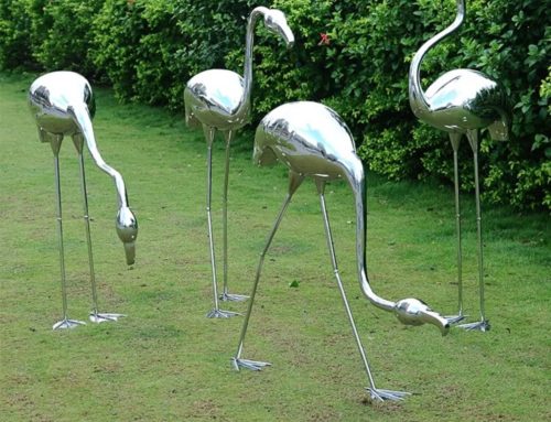Modern Design Polished Stainless Steel Flamingo Statues