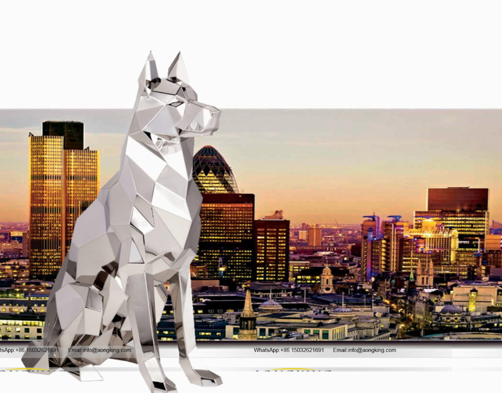 Best Selling modern art design Sitting Stainless Steel dog statue