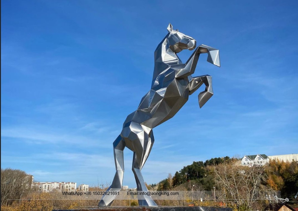 Customized Attractive Modern Metal Standing Horse Stainless Steel Sculpture