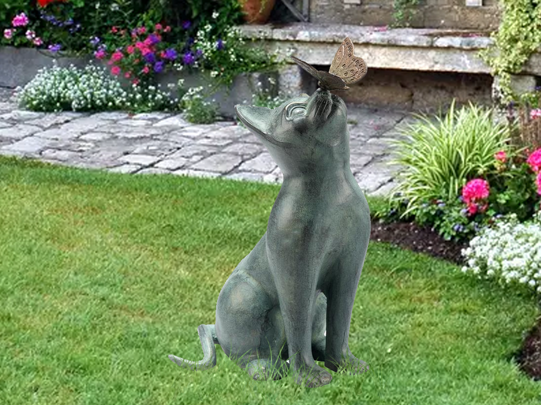 outdoor metal cat sculpture