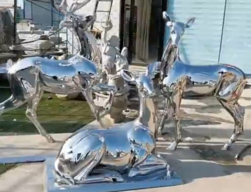 Polish finished deer Stainless steel animal sculptures For Garden Animal Decoration