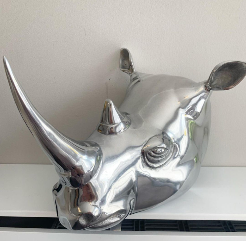Wall Art Animal Ornament Rhinoceros head metal Stainless Steel sculpture