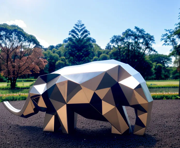 stainless metal elephant geometric art