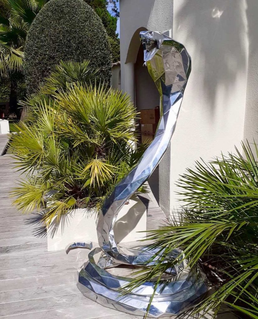 Good Quality stainless steel animals still snake sculpture