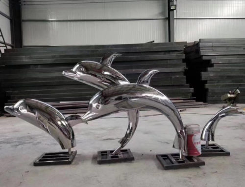 New Design Stainless Steel Dolphin Pool Statues