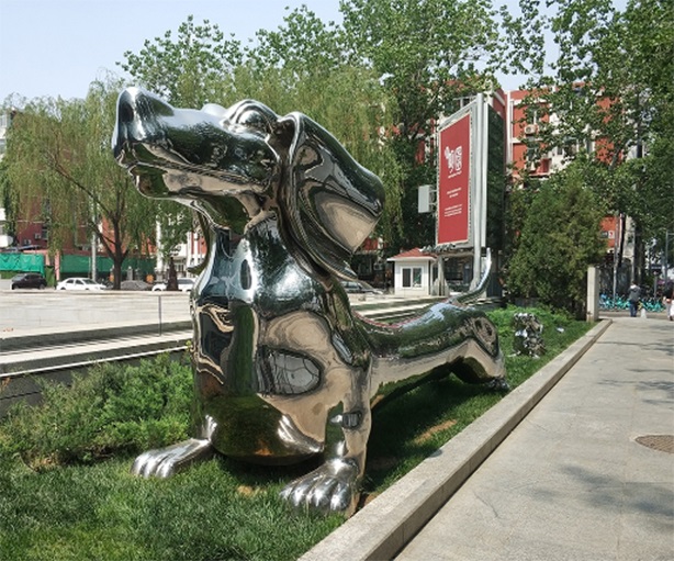 Park Decoration Stainless Steel Animal Large Dog Sculpture