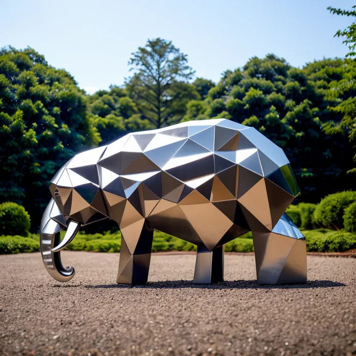 steel geometric elephant design for publick park