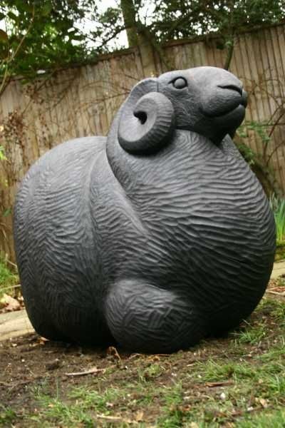 Stone Sheep Garden Sculpture