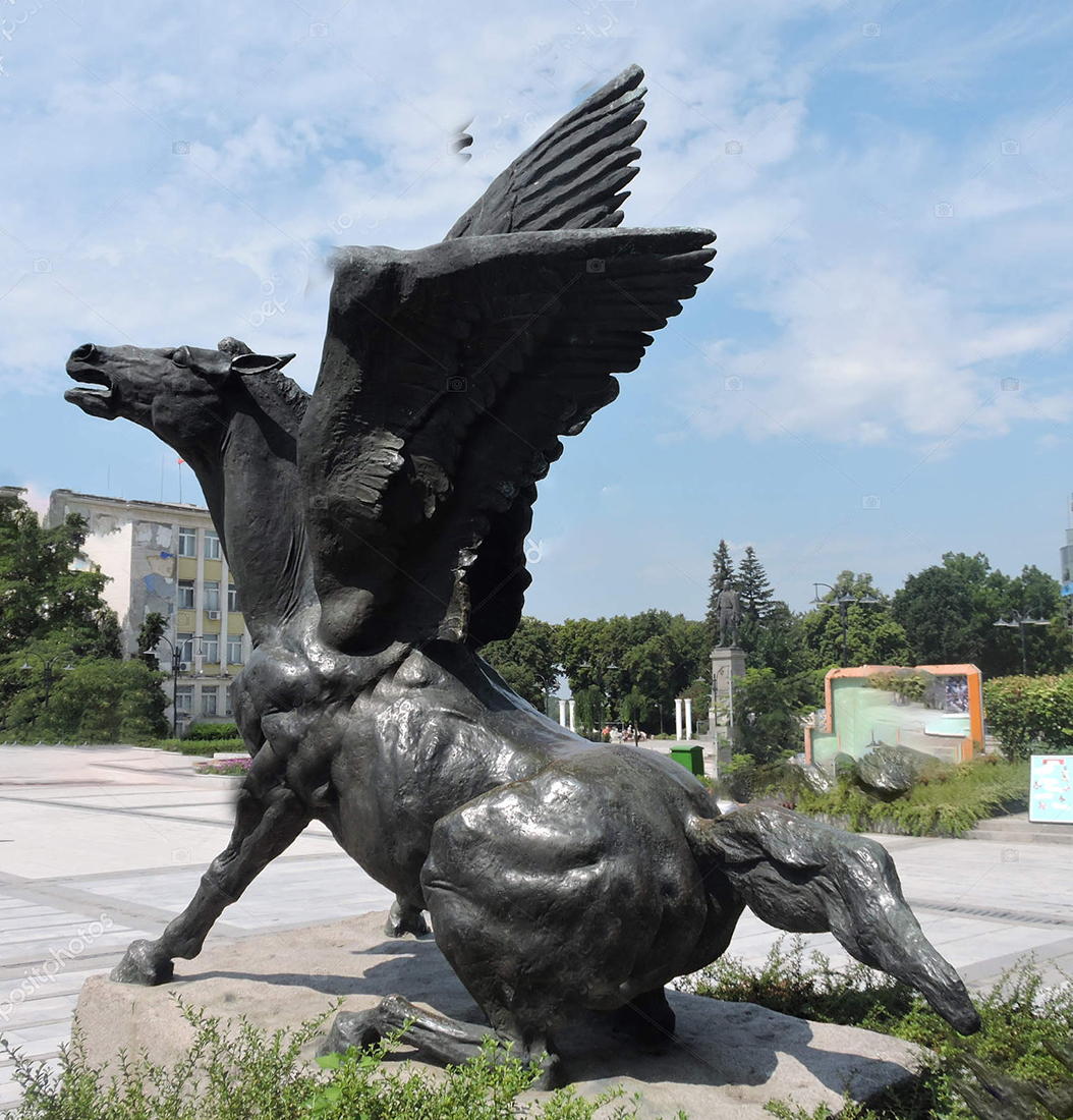 Large Outdoor Bronze Garden Flying Horse Sculpture