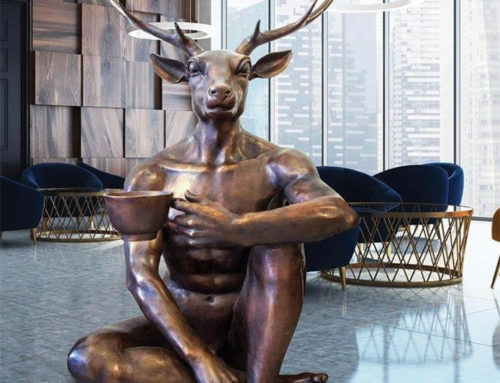 Abstract Decoration Cast Bronze Sitting Deer Statue