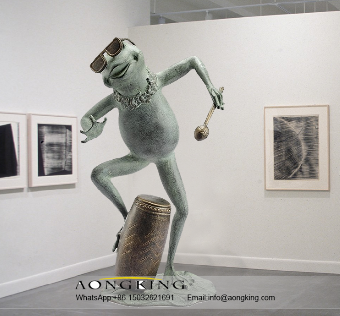 Cartoon Funny frog Bronze statues for outside