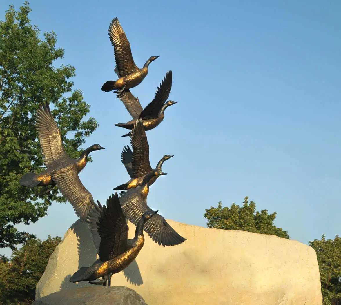 mama bird sculpture of wild goose