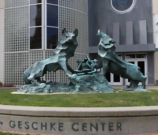 modern art sculpture of wolf