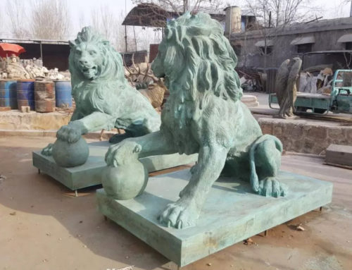 Pair of Guard Lion Marble statues for sale