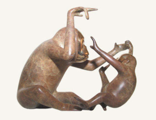 Creative Life Size Orangutan and Baby Bronze Sculpture