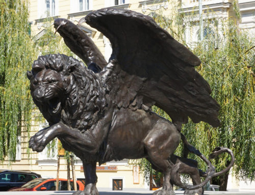 Park Public Outdoor Decoration Fierce Open Mouth Large Regal Powerful Popular Bronze Winged Lion Statue for Sale