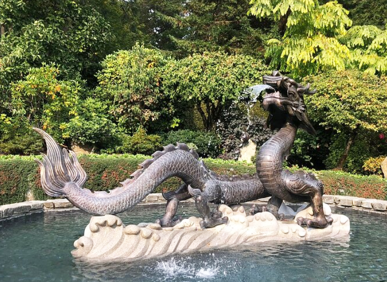 Metal Creative Bronze chinese water Fountain dragon sculpture