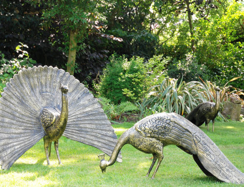 High Quality Bronze pair of stunning peacock sculptures