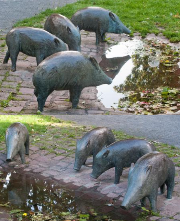  Life Size Good Quality Bronze wild boar peccary sculptures