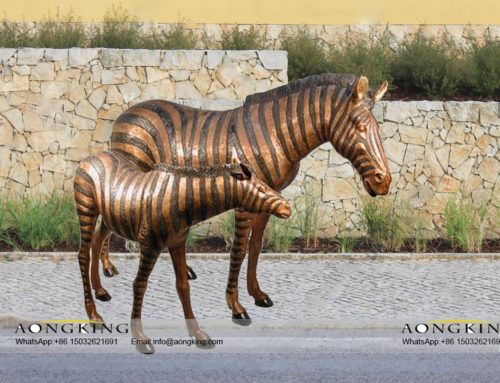 Large animal statue zebra sculpture with zebrette sculpture