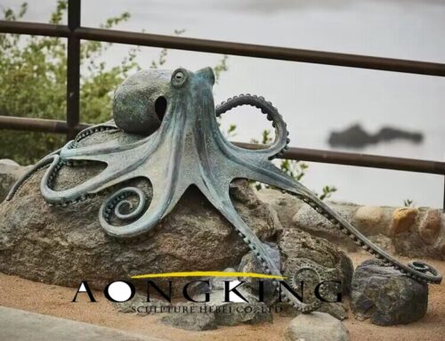 Marine Organism Seaside Ornament Eloquent Elaborate High-Quality Bronze Life-Size Octopus Statue